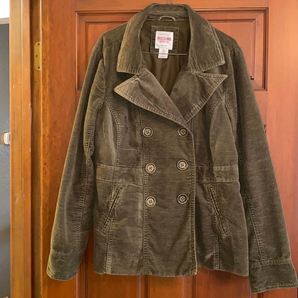 Mossimo Supply Company Double Breasted Green Olive colored lined jacket Size XXL